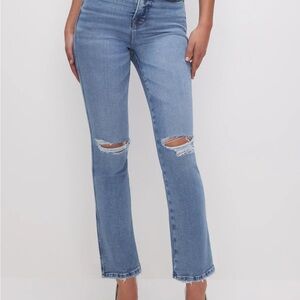 Good American Good Curve Straight Jeans distressed Indigo628 sz16